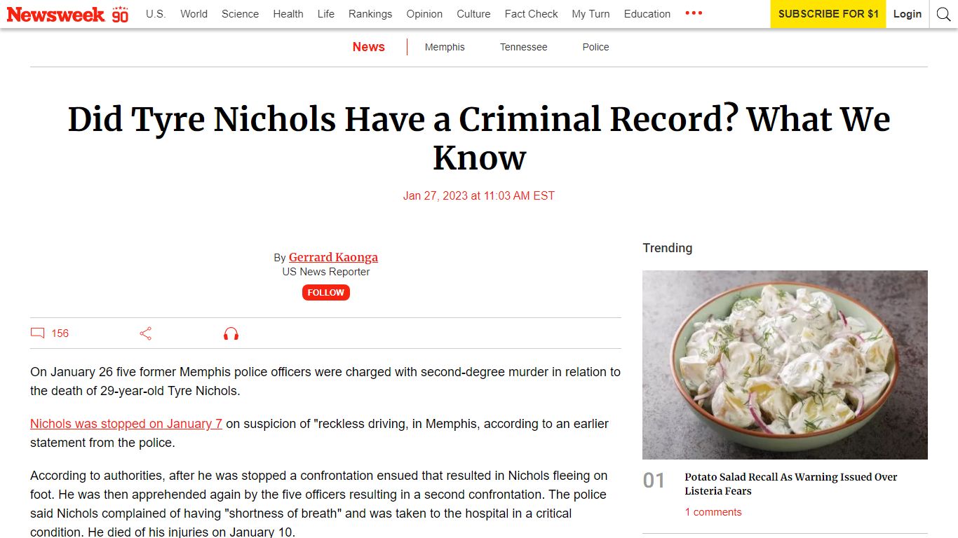 Did Tyre Nichols Have a Criminal Record? What We Know - Newsweek