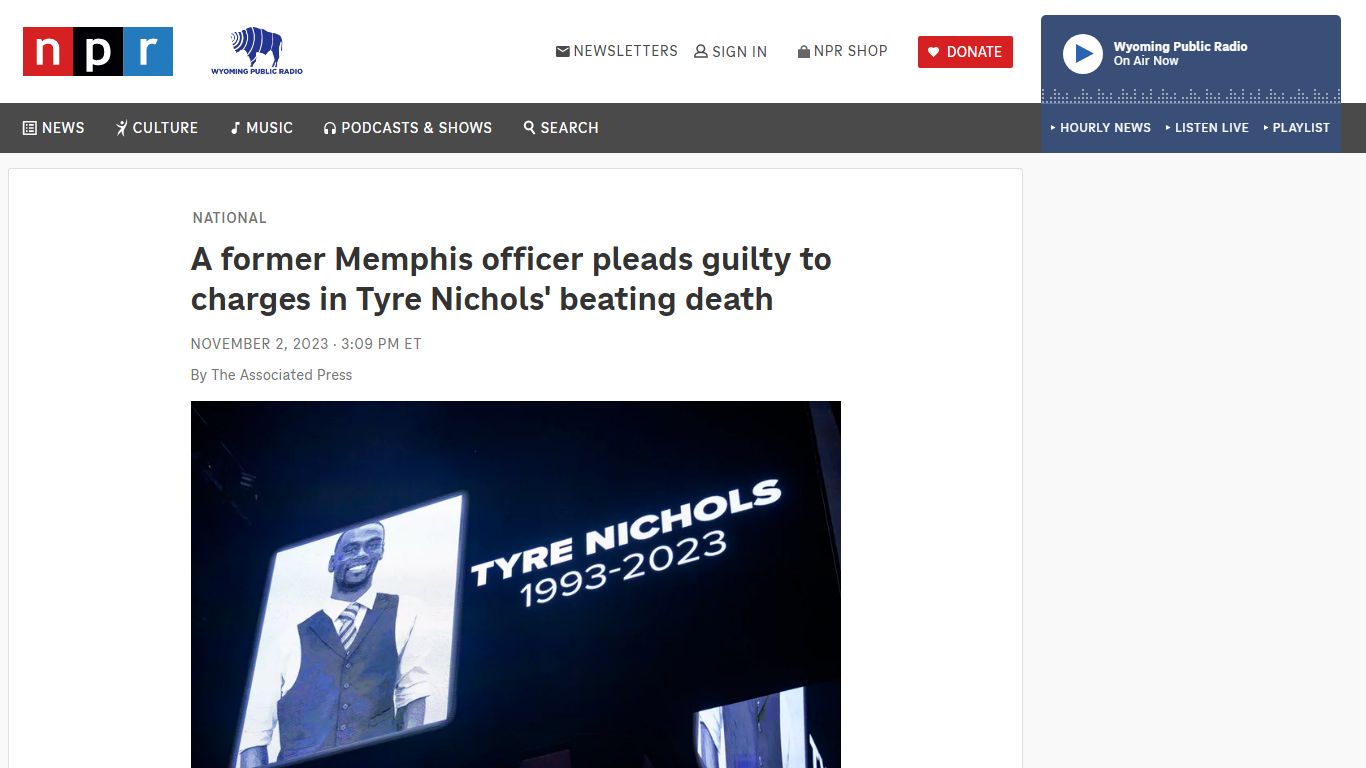 Former Memphis officer pleads guilty in Tyre Nichols death : NPR