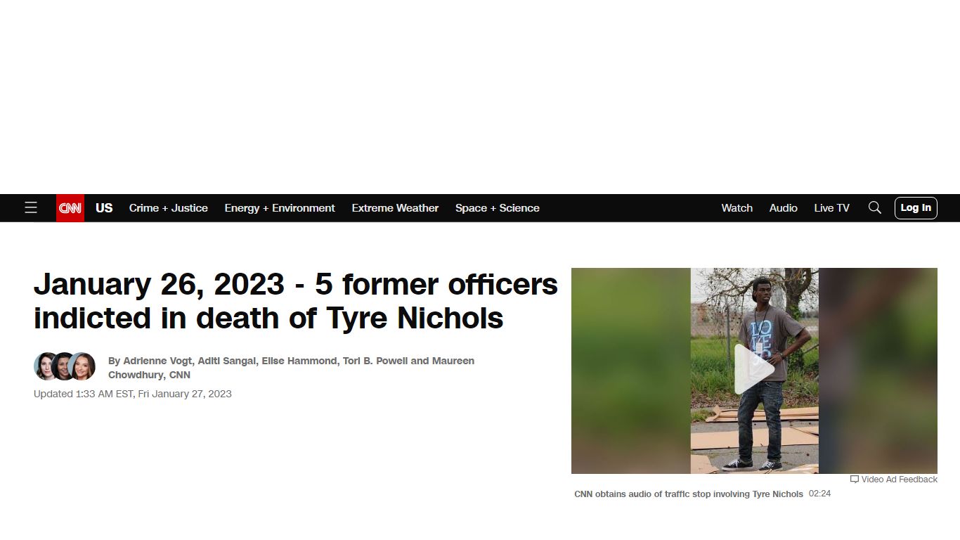 January 26, 2023 - 5 former officers indicted in death of Tyre Nichols